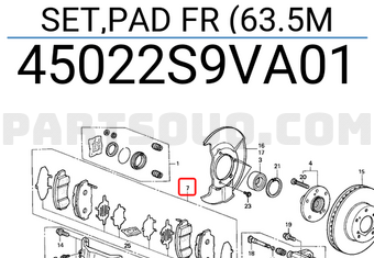 Honda 45022S9VA01 SET,PAD FR (63.5M