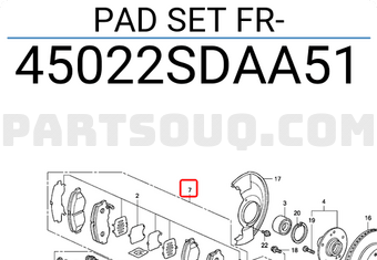 Honda 45022SDAA51 PAD SET FR