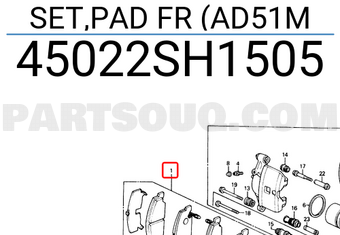 Honda 45022SH1505 SET,PAD FR (AD51M