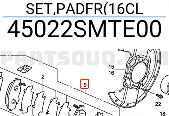 Honda 45022SMTE00 SET,PADFR(16CL
