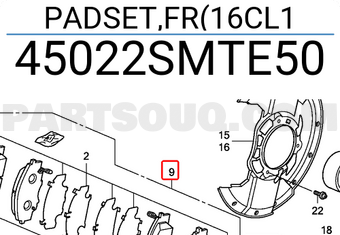 Honda 45022SMTE50 PADSET,FR(16CL1