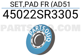 Honda 45022SR3305 SET,PAD FR (AD51