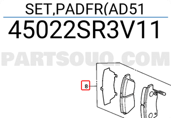 Honda 45022SR3V11 SET,PADFR(AD51