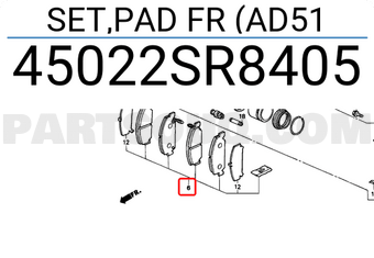 Honda 45022SR8405 SET,PAD FR (AD51
