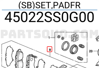 Honda 45022SS0G00 (SB)SET,PADFR