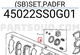 Honda 45022SS0G01 (SB)SET,PADFR