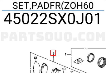 Honda 45022SX0J01 SET,PADFR(ZOH60