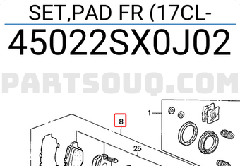 Honda 45022SX0J02 SET,PAD FR (17CL