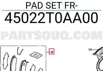 Honda 45022T0AA00 PAD SET FR