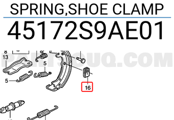 Honda 45172S9AE01 SPRING,SHOE CLAMP