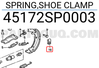 Honda 45172SP0003 SPRING,SHOE CLAMP