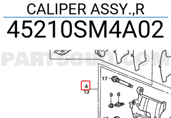 Honda 45210SM4A02 CALIPER ASSY.,R