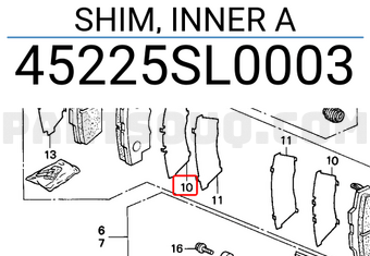 Honda 45225SL0003 SHIM, INNER A