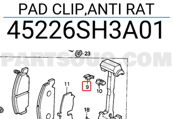 Honda 45226SH3A01 PAD CLIP,ANTI RAT