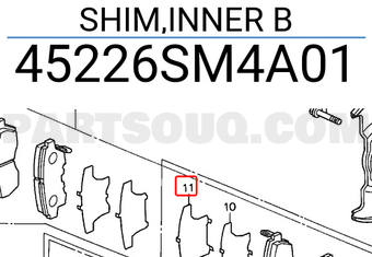Honda 45226SM4A01 SHIM,INNER B
