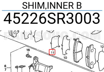 Honda 45226SR3003 SHIM,INNER B