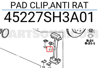 Honda 45227SH3A01 PAD CLIP,ANTI RAT