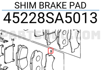 Honda 45228SA5013 SHIM BRAKE PAD