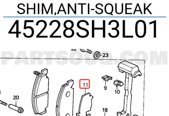 Honda 45228SH3L01 SHIM,ANTI-SQUEAK