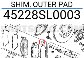 Honda 45228SL0003 SHIM, OUTER PAD
