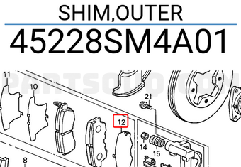 Honda 45228SM4A01 SHIM,OUTER