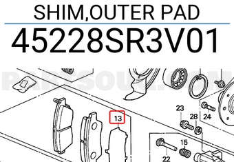 Honda 45228SR3V01 SHIM,OUTER PAD