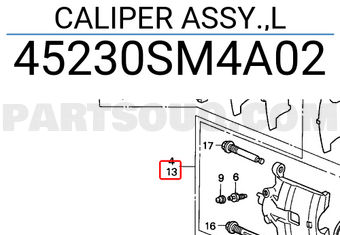Honda 45230SM4A02 CALIPER ASSY.,L