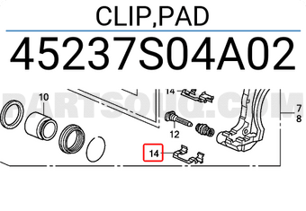 Honda 45237S04A02 CLIP,PAD