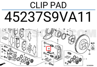 Honda 45237S9VA11 CLIP PAD