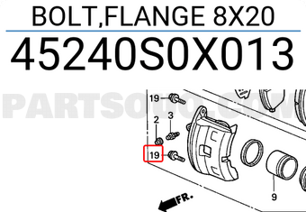 Honda 45240S0X013 BOLT,FLANGE 8X20