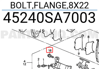 Honda 45240SA7003 BOLT,FLANGE,8X22