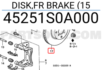 Honda 45251S0A000 DISK,FR BRAKE (15