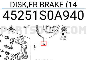Honda 45251S0A940 DISK,FR BRAKE (14