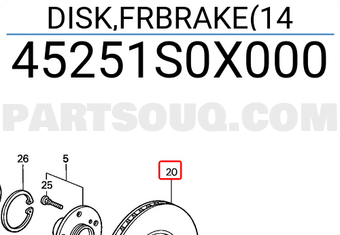 Honda 45251S0X000 DISK,FRBRAKE(14