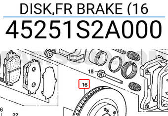 Honda 45251S2A000 DISK,FR BRAKE (16