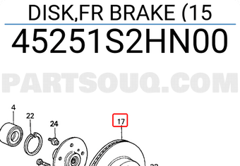 Honda 45251S2HN00 DISK,FR BRAKE (15