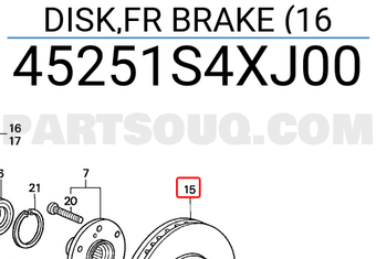 Honda 45251S4XJ00 DISK,FR BRAKE (16