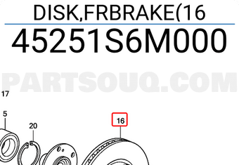 Honda 45251S6M000 DISK,FRBRAKE(16