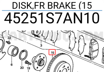 Honda 45251S7AN10 DISK,FR BRAKE (15