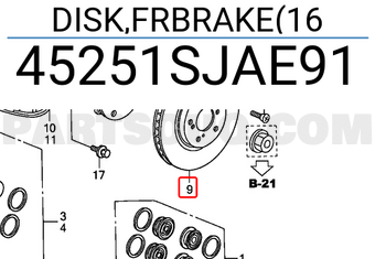 Honda 45251SJAE91 DISK,FRBRAKE(16