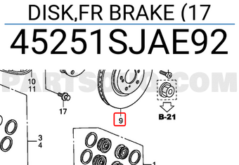 Honda 45251SJAE92 DISK,FR BRAKE (17