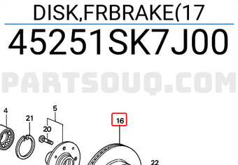 Honda 45251SK7J00 DISK,FRBRAKE(17