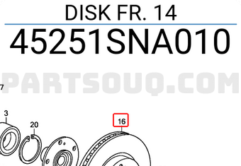 Honda 45251SNA010 DISK FR. 14