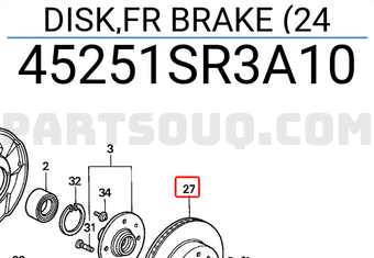 Honda 45251SR3A10 DISK,FR BRAKE (24