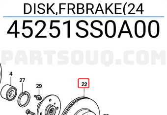 Honda 45251SS0A00 DISK,FRBRAKE(24