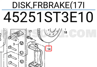 Honda 45251ST3E10 DISK,FRBRAKE(17I
