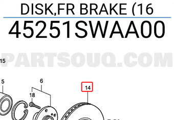Honda 45251SWAA00 DISK,FR BRAKE (16