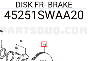 Honda 45251SWAA20 DISK FR- BRAKE
