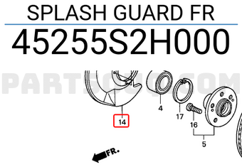 Honda 45255S2H000 SPLASH GUARD FR