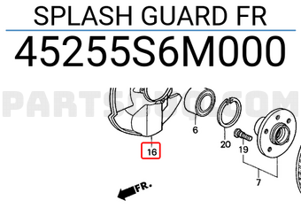 Honda 45255S6M000 SPLASH GUARD FR